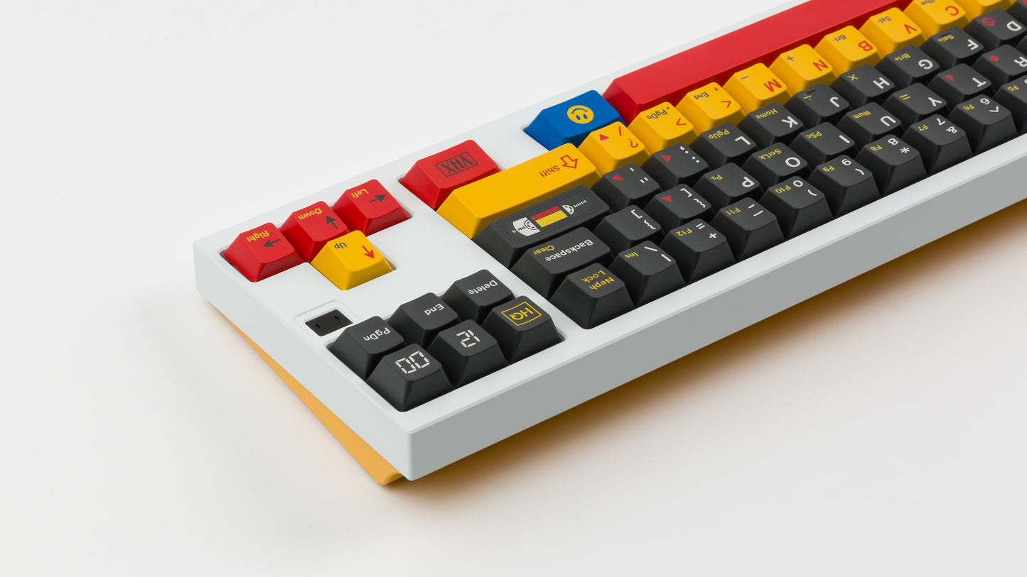gmk cyl rewind on a white keyboard back view angled