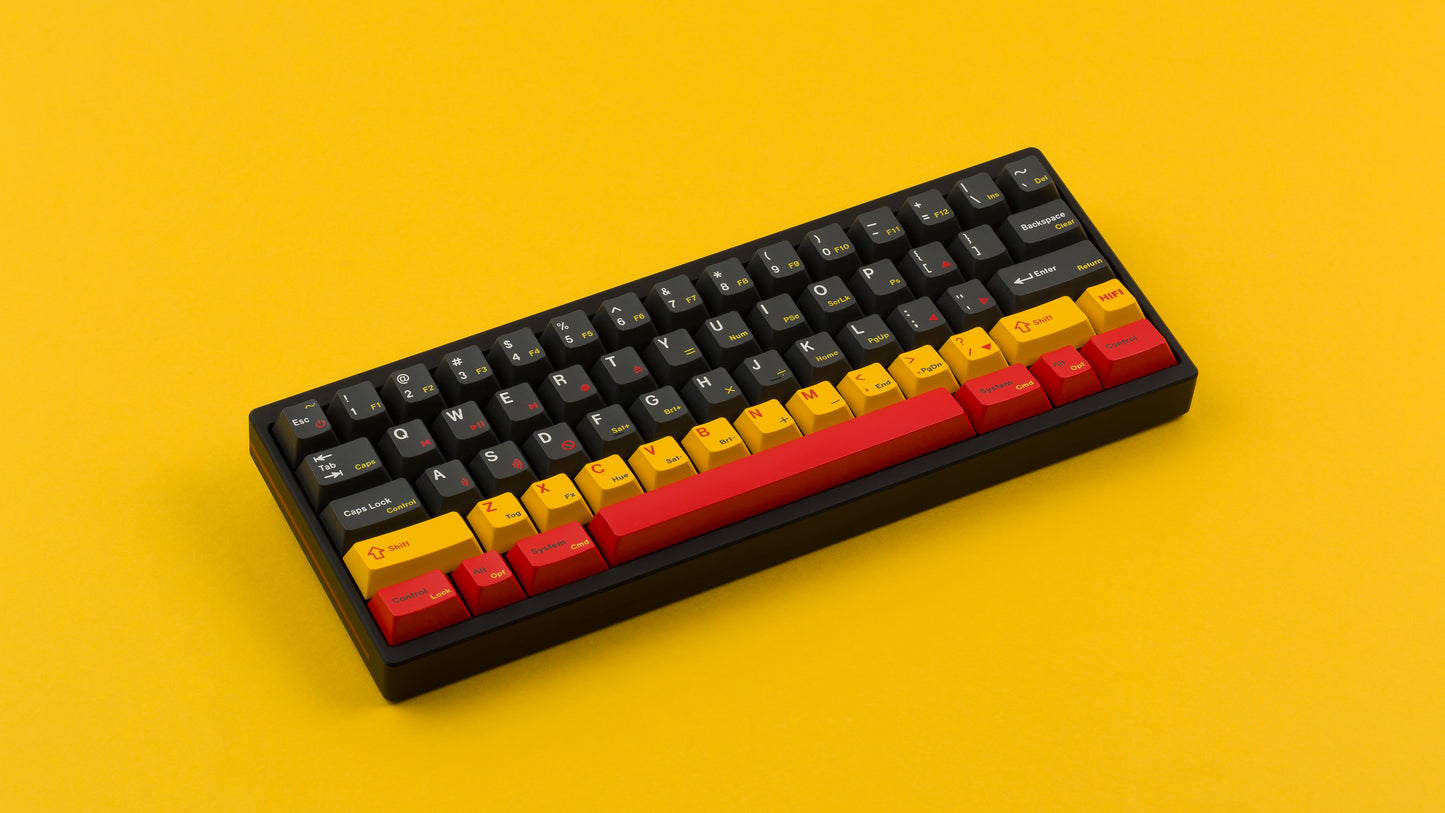 gmk cyl rewind on a black keyboard angled